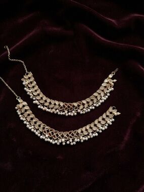 Pakistani indion Gold-Tone Pearl Accent Women's Anklet Set
